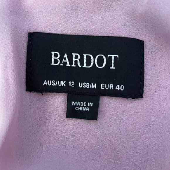 Bardot Ruffled Hem Mini‎ Dress with Long Sleeves and Vl-Neck, Fuschia Pink, 12 - Picture 4 of 9